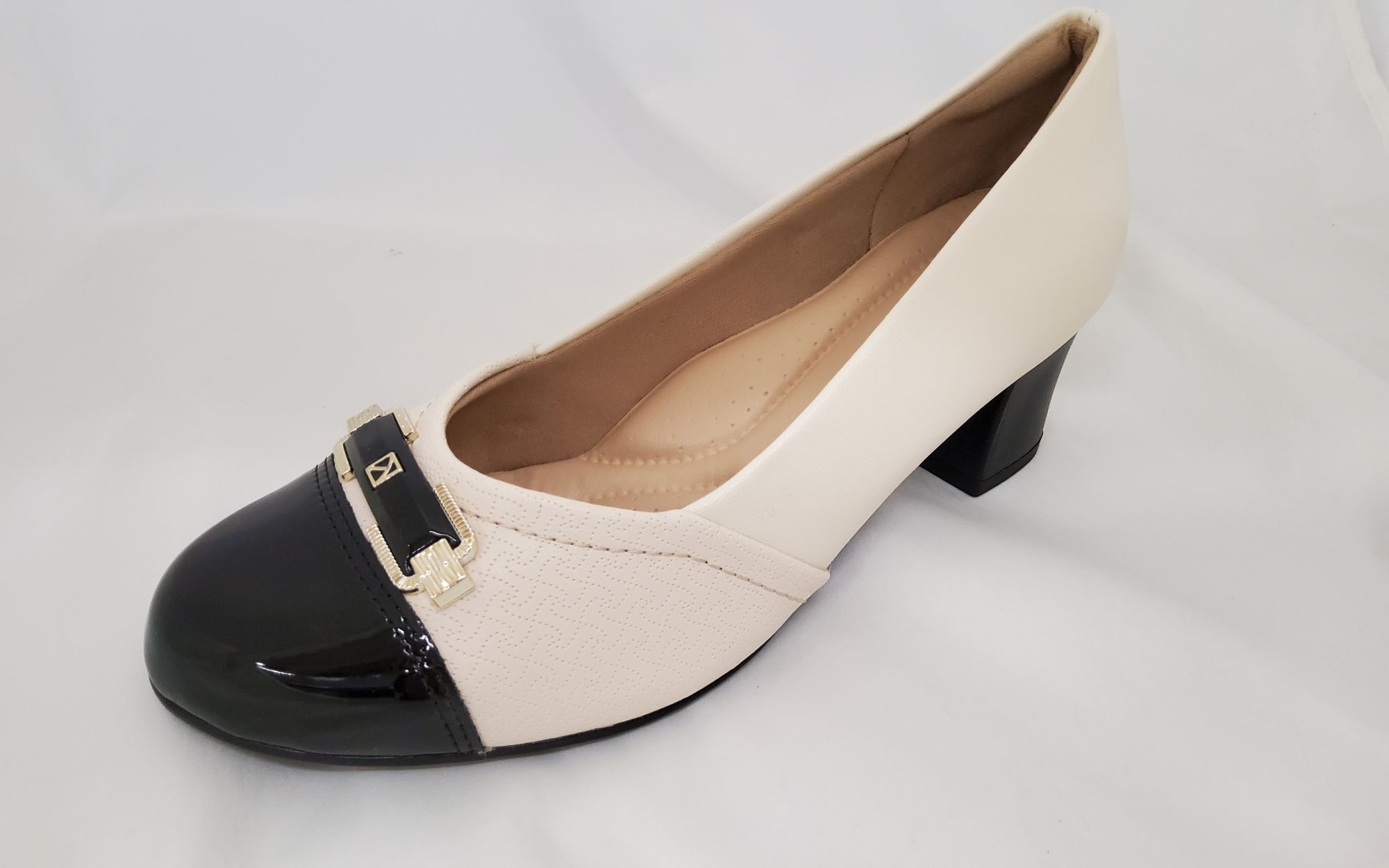 PICCADILLY Női elegáns cipő 110158-7 napa off white /verniz preto