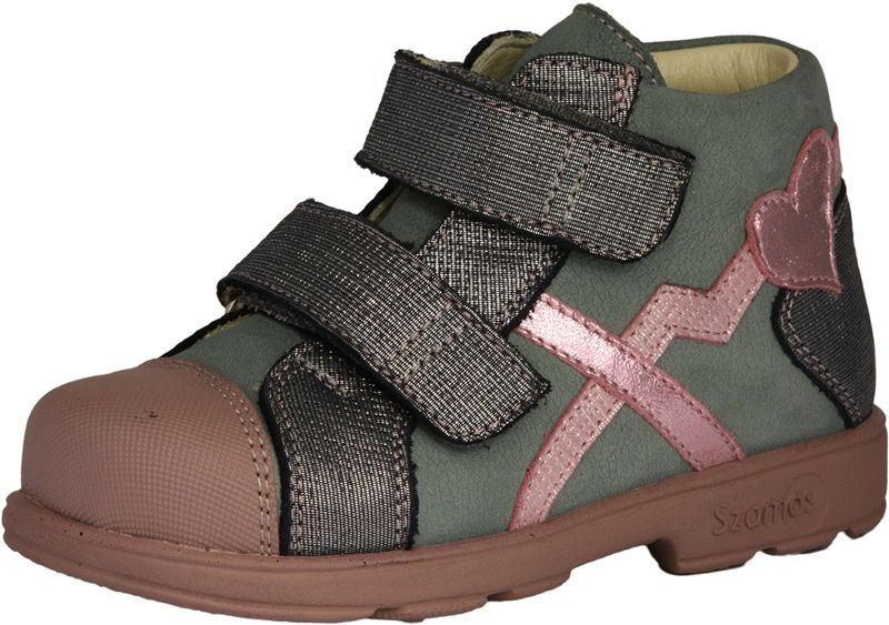 Szamos kölyök szupinált bőr cipő 1760-407493 szürke-pink 31-35  méretben