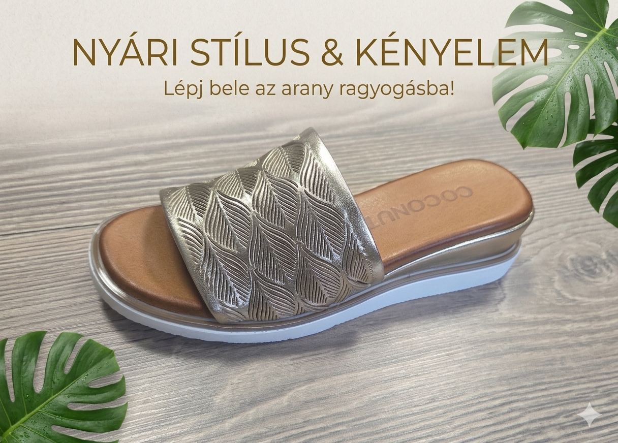 Bőr női nyári papucs 030.159.3102 MTLC gold