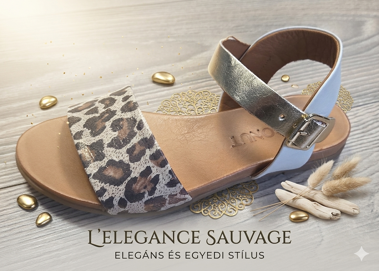 Női nyári bőr szandál 030.02.0034 crema-asit leopar-MTLC gold