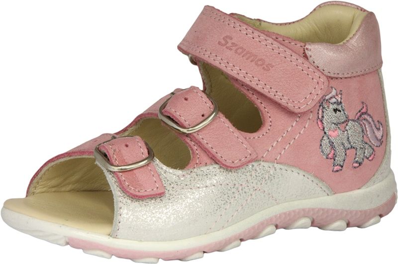 SZAMOS KÖLYÖK bőr gyermek szandál 4385-506911  pink- ezüst 19-24  méretben