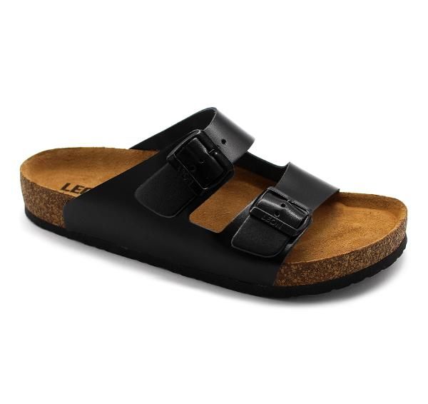 LEON 4703 fekete Comfort férfi bőr papucs
