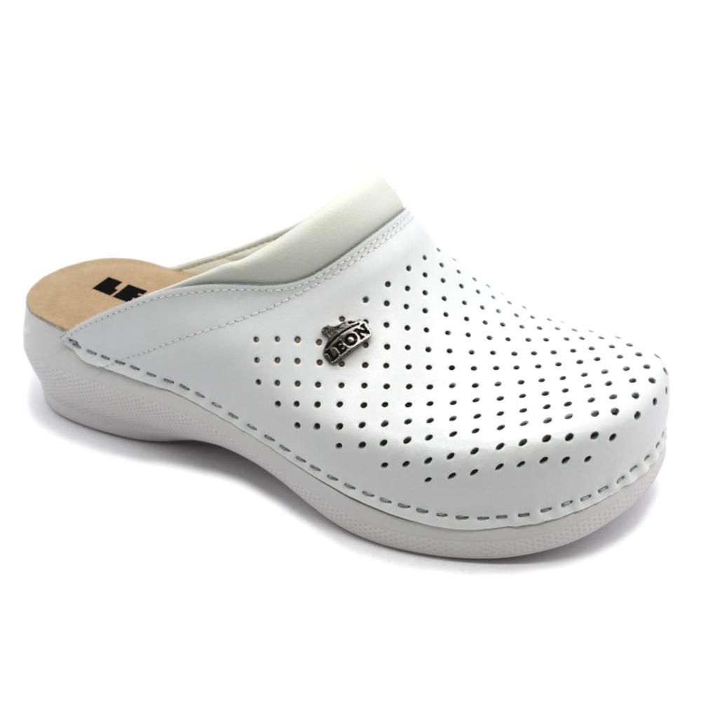 LEON PU100 fehér Comfort női bőr klumpa