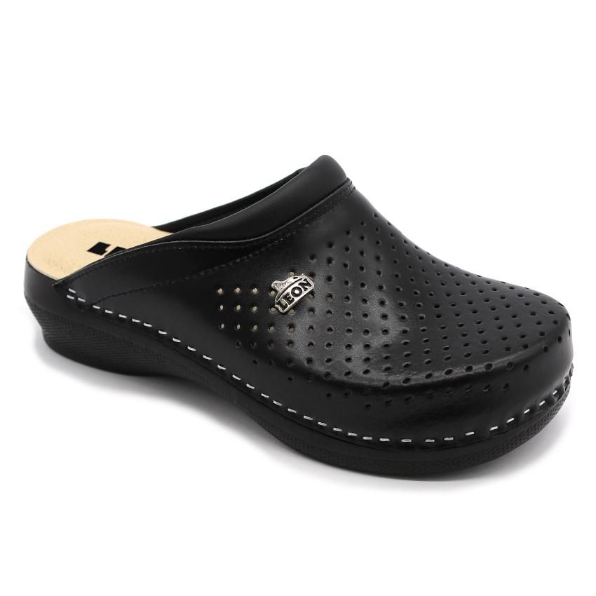 LEON PU100 fekete Comfort női bőr klumpa