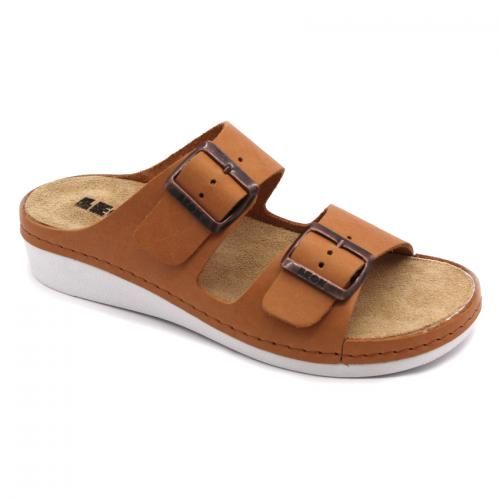  LEON Comfort női bőr papucs 5012 barna orlando
